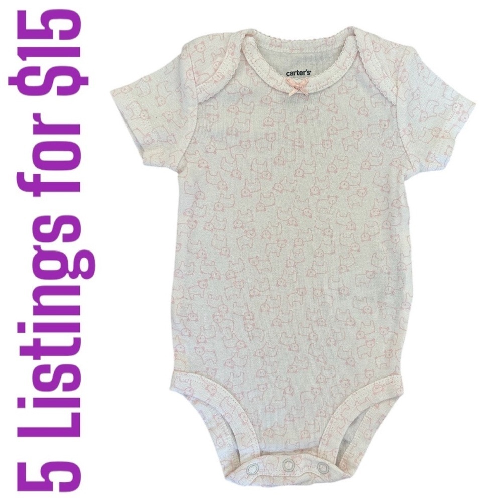 5/$15 carter’s animal print baby girl onesie short sleeve bodysuit 0-3 m